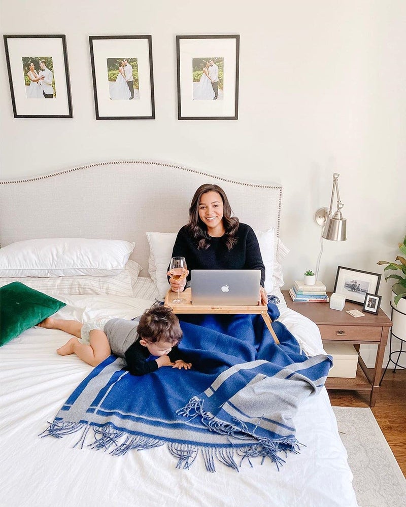 State Cashmere Reversible Throw Blanket with Fringes - Ultra Soft Accent Blanket for Couch, Sofa & Bed - Made with Merino Wool & Cashmere Sourced from Inner Mongolia - (Navy/Heather Grey, 70"x50") - Image 3